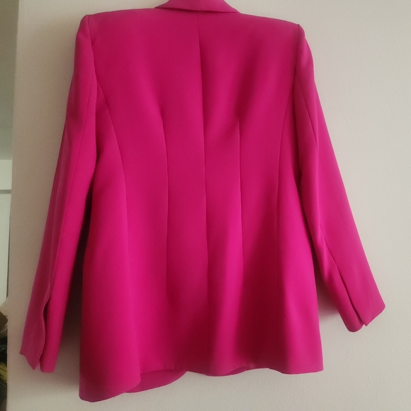 Zara tuxedo collar blazer neon fuschia sz S  BNWT - Picture 7 of 7
